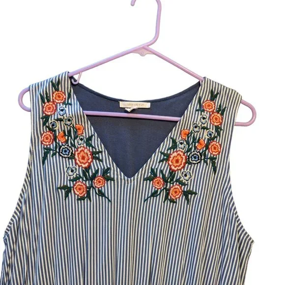 Skies are Blue Sleeveless Embroidered Dress - Picture 3 of 4